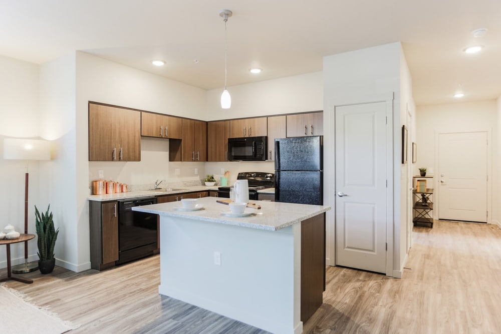 Kitchen and island at Northbrook Village in Fairview, Oregon