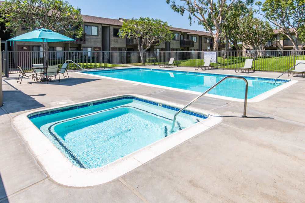 Pool and spa at Westlake Village in Costa Mesa, California