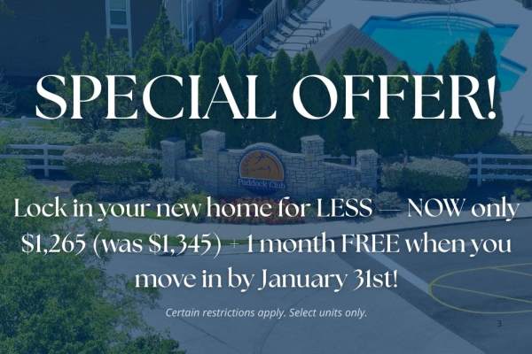 Special offer: move in by Jan. 31st and save big! + 1st month free!