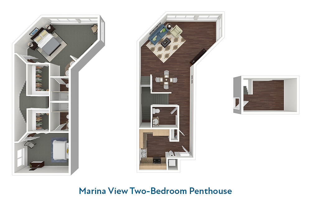Marina View Two-Bedroom Penthouse Floor Plan