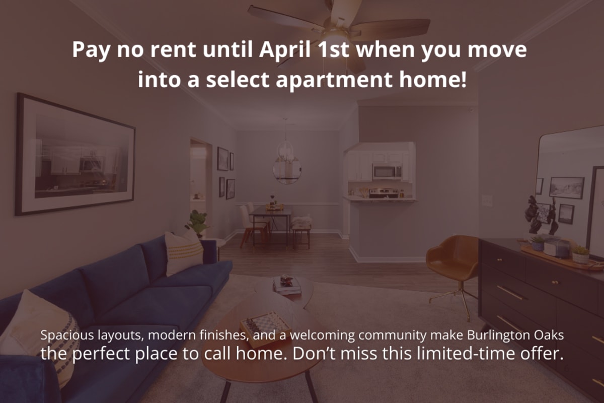 No rent on select apartments until April 1st. . 