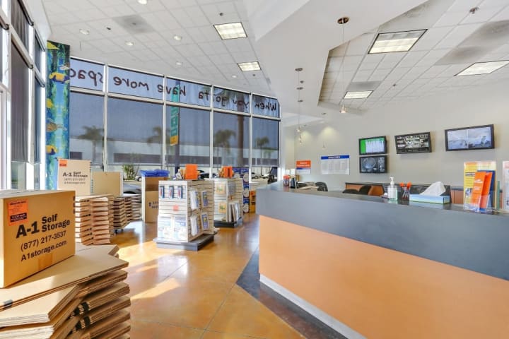 The office at A-1 Self Storage in Downtown San Diego carries a full range of moving and packing supplies.