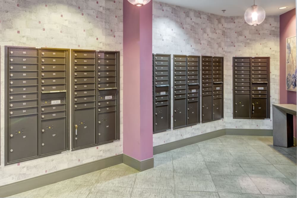 Indoor mailboxes at Crossings at Olde Towne in Gaithersburg, Maryland
