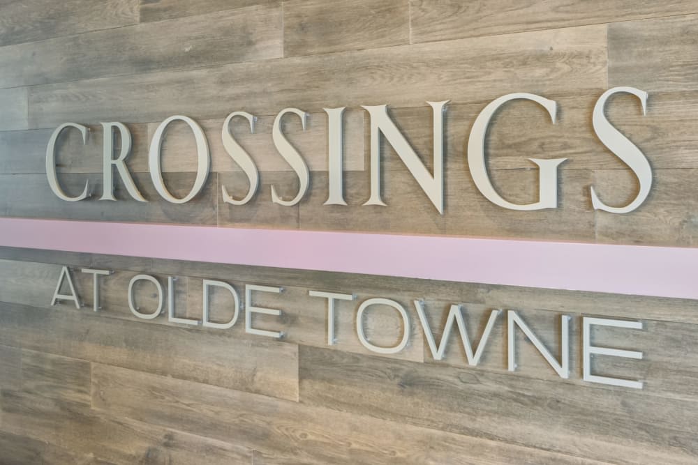 Crossings at Olde Towne front entrance signage