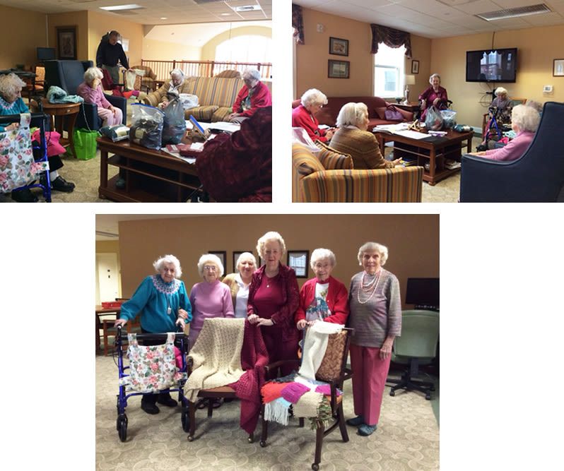 residents of Traditions of Hershey in Palmyra, Pennsylvania making prayer shawls