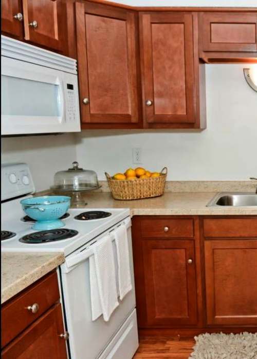 Model kitchen at Castleton Manor Apartments in Indianapolis, Indiana