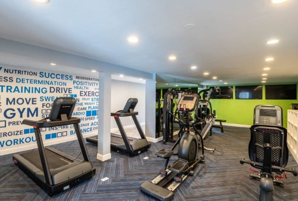 Fitness center with cardio equipment and fee weights