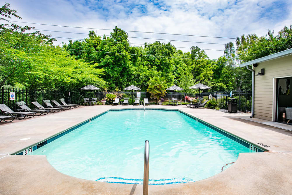 Sparkling pool at Newnan Lofts Apartment Homes in Newnan, Georgia