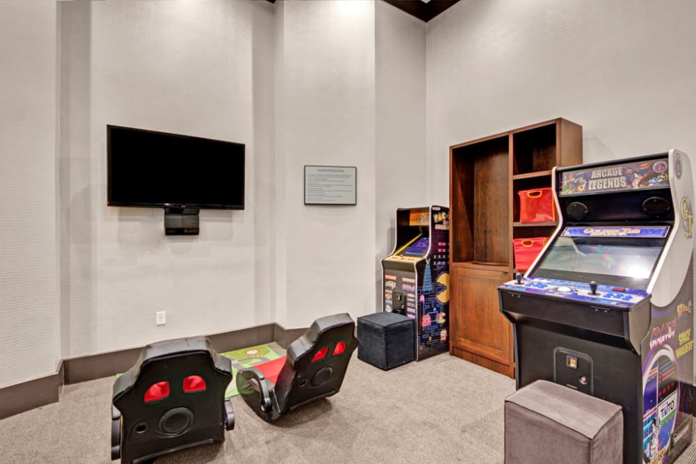 A game lounge at City Center on 7th Apartment Homes in Pembroke Pines, Florida
