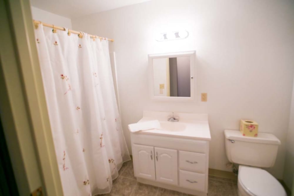 Bathroom in apartment at Sherwood Village Assisted Living & Memory Care in Tucson, Arizona
