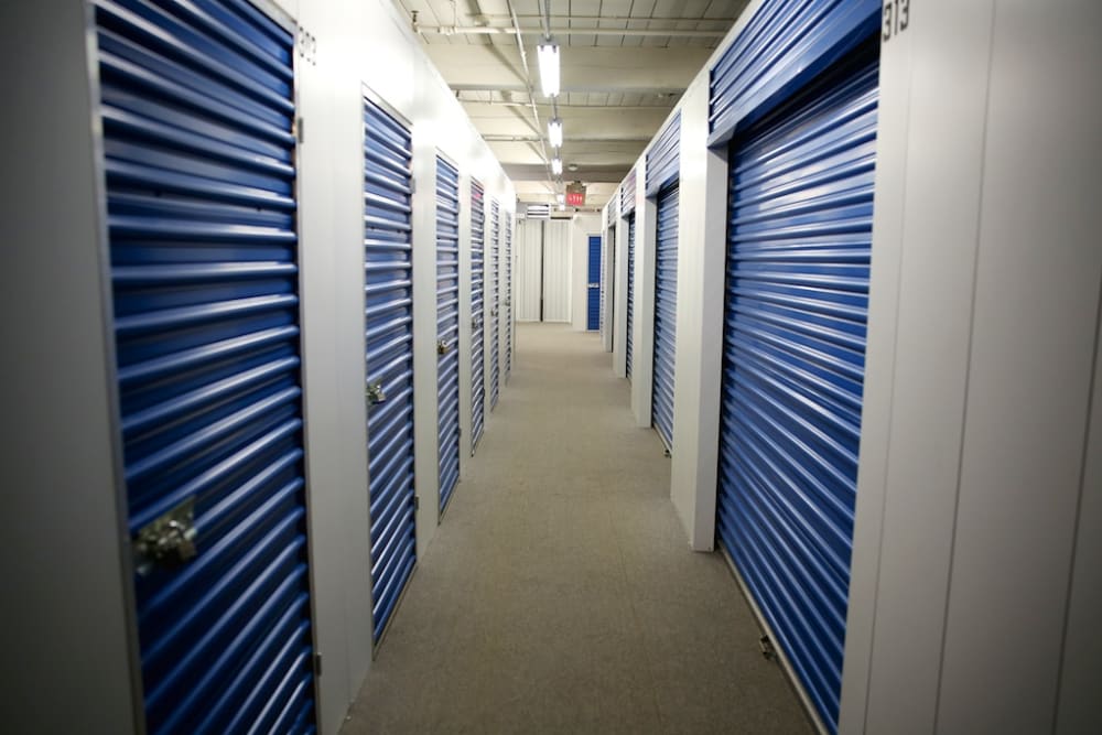 Hallway between indoor units at Advantage Self Storage in Salem, Massachusetts,