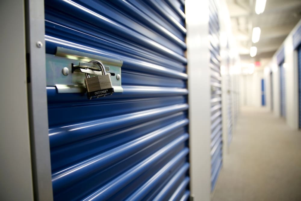 A locked indoor units at Advantage Self Storage in Salem, Massachusetts,