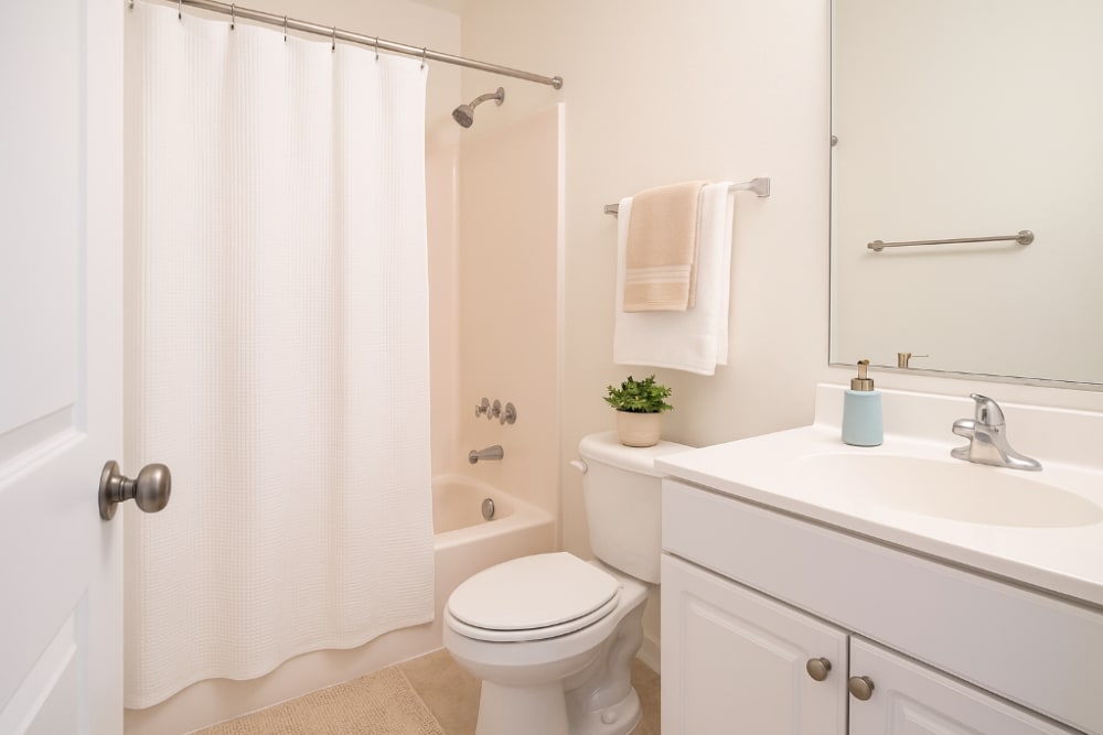 Bright bathroom at Fulton Hill Apartments in Tallahassee, Florida