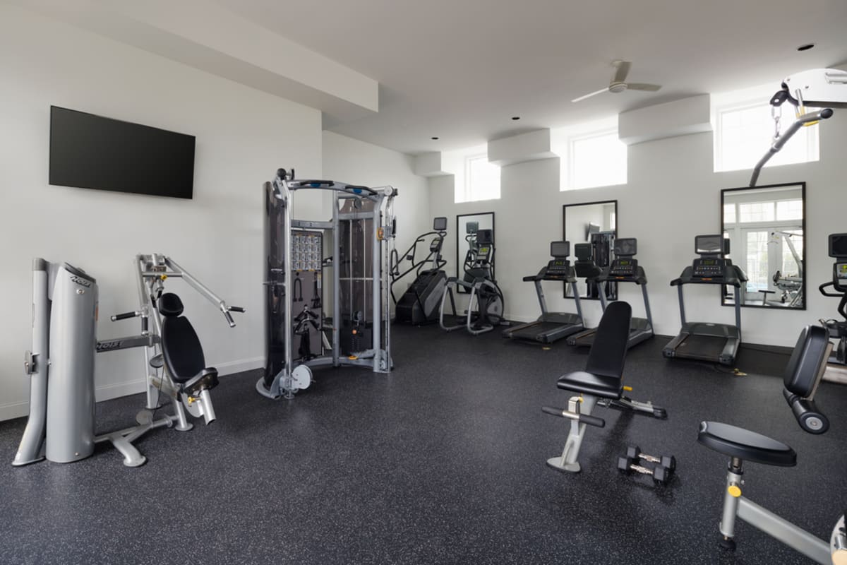 Modern fitness gym at The Reserve at North River, Tuscaloosa, Alabama