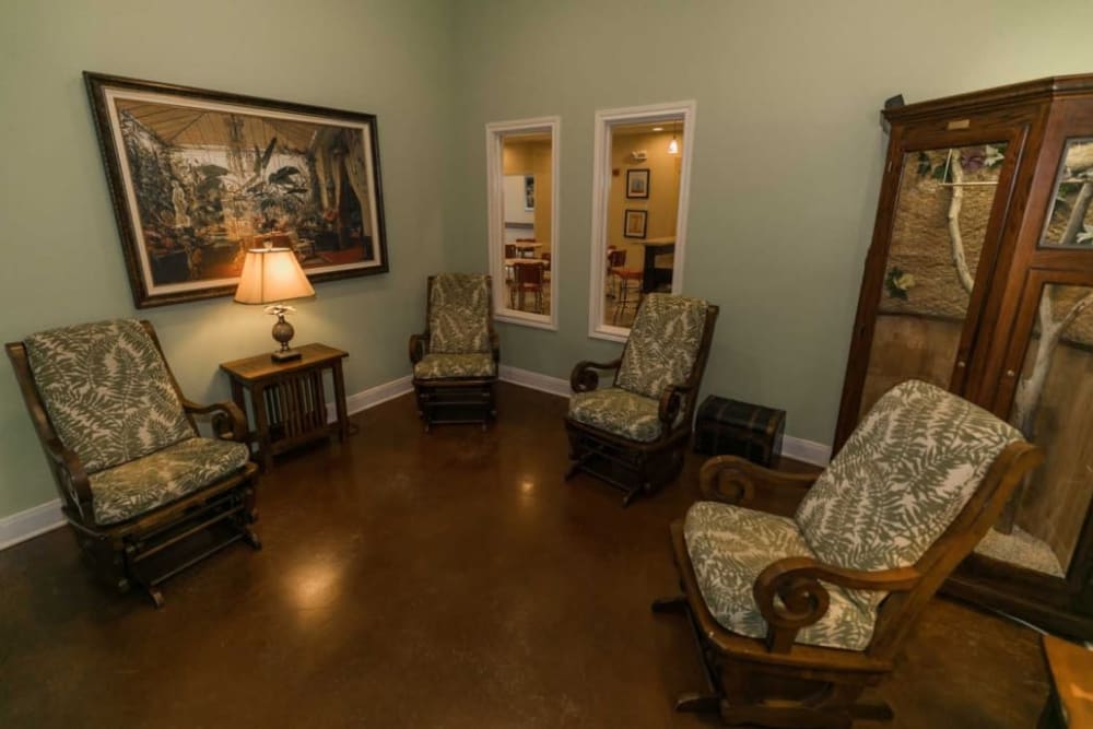Elegant sitting area at RockBrook Memory Care in Lewisville, Texas