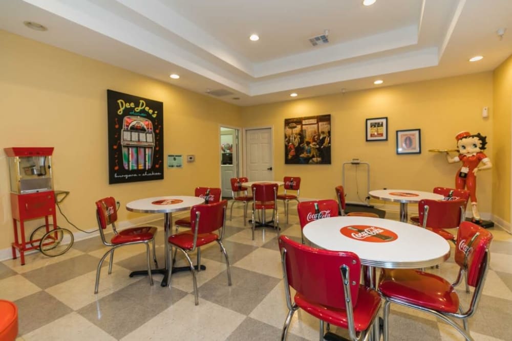 Coca Cola themed diner at RockBrook Memory Care in Lewisville, Texas
