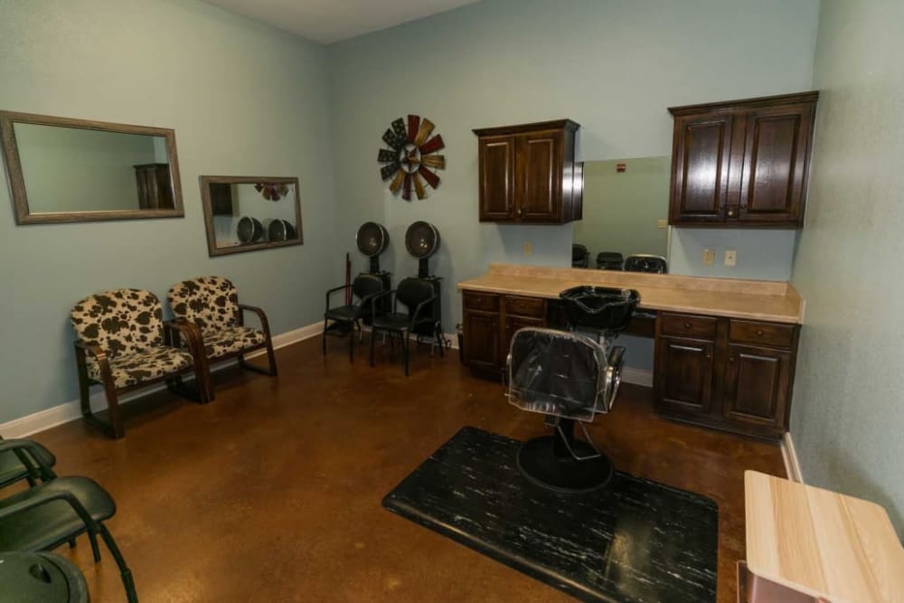 Beauty salon at RockBrook Memory Care in Lewisville, Texas