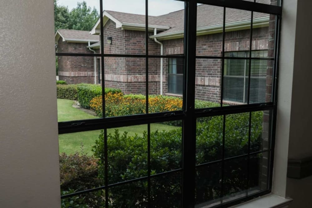 Window view at RockBrook Memory Care in Lewisville, Texas