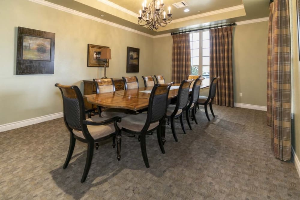 Elegant dining room at Lakeshore Assisted Living and Memory Care in Rockwall, Texas