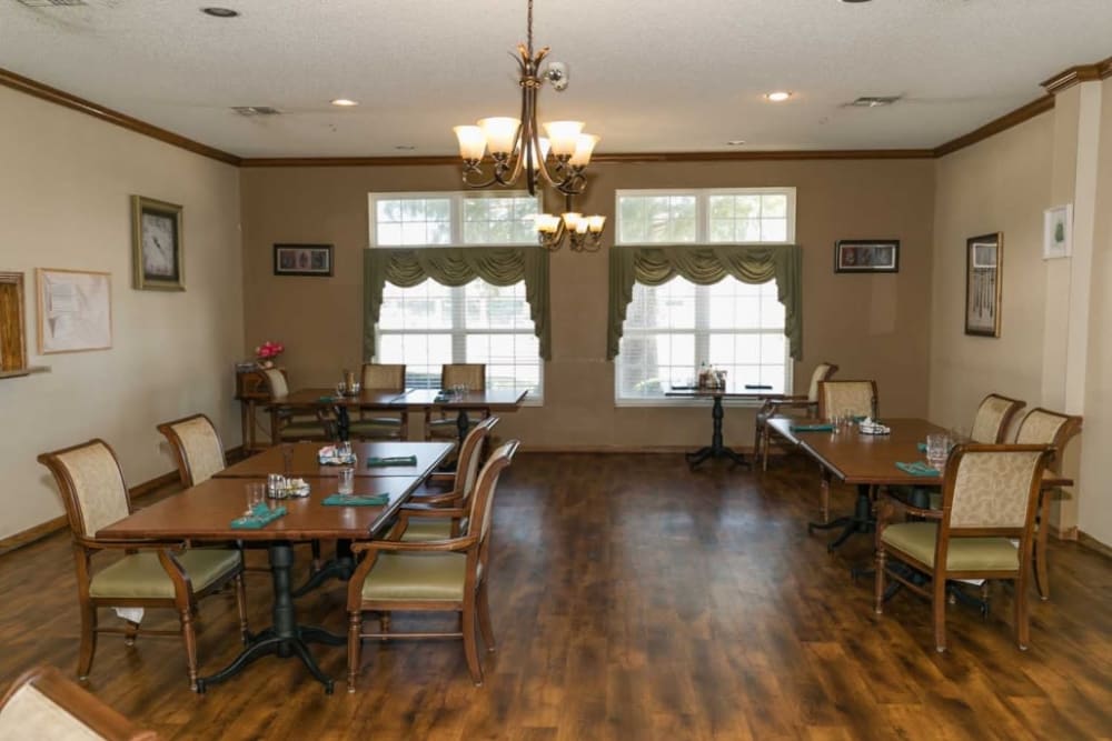 Elegant dining area at Cedar Hill Senior Living in Cedar Hill, Texas