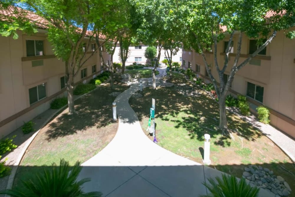 Sunny path at The Citadel Senior Living in Mesa, Arizona