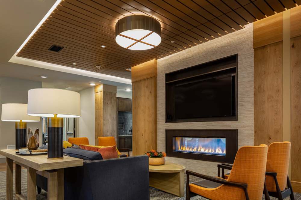 Terrace lounge at Touchmark at Emerald Lake in McKinney, Texas