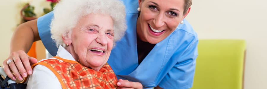 Resident and nurse at Retirement Ranch in Clovis, New Mexico