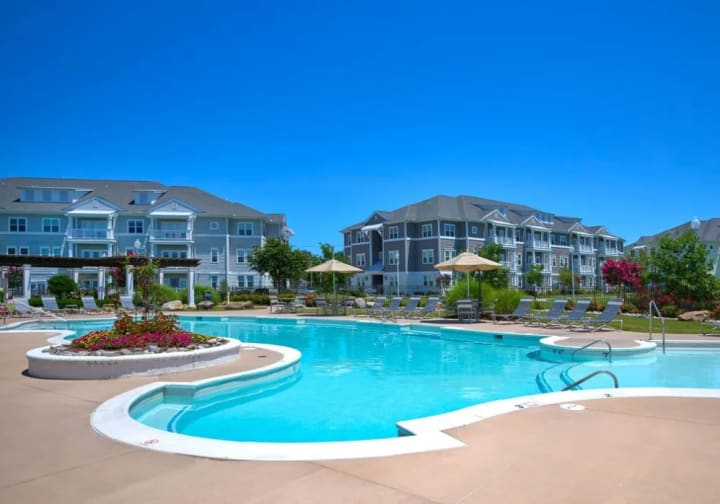 Resort-style pool at The Apartments at Spence Crossing in Virginia Beach