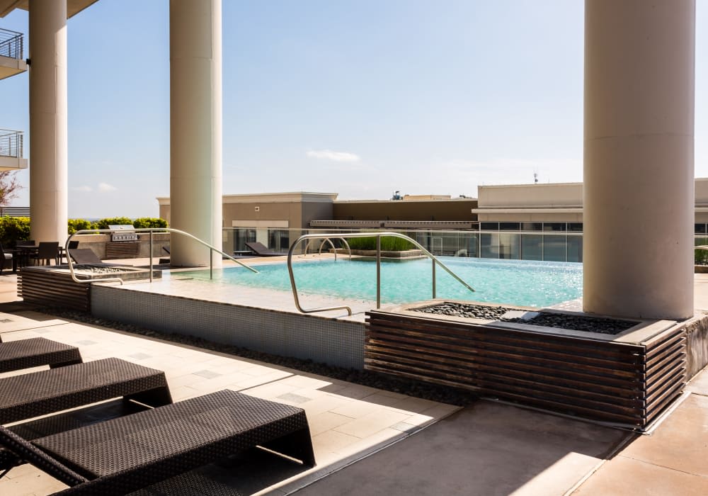 Poolside view at The Heights at Park Lane in Dallas, Texas