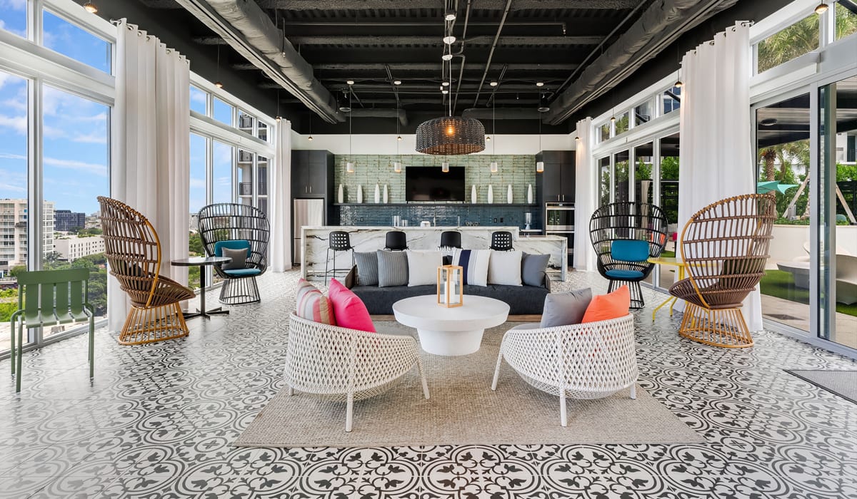 Modern design of the interior of an apartment at Yard 8 Midtown in Midtown Miami, Florida