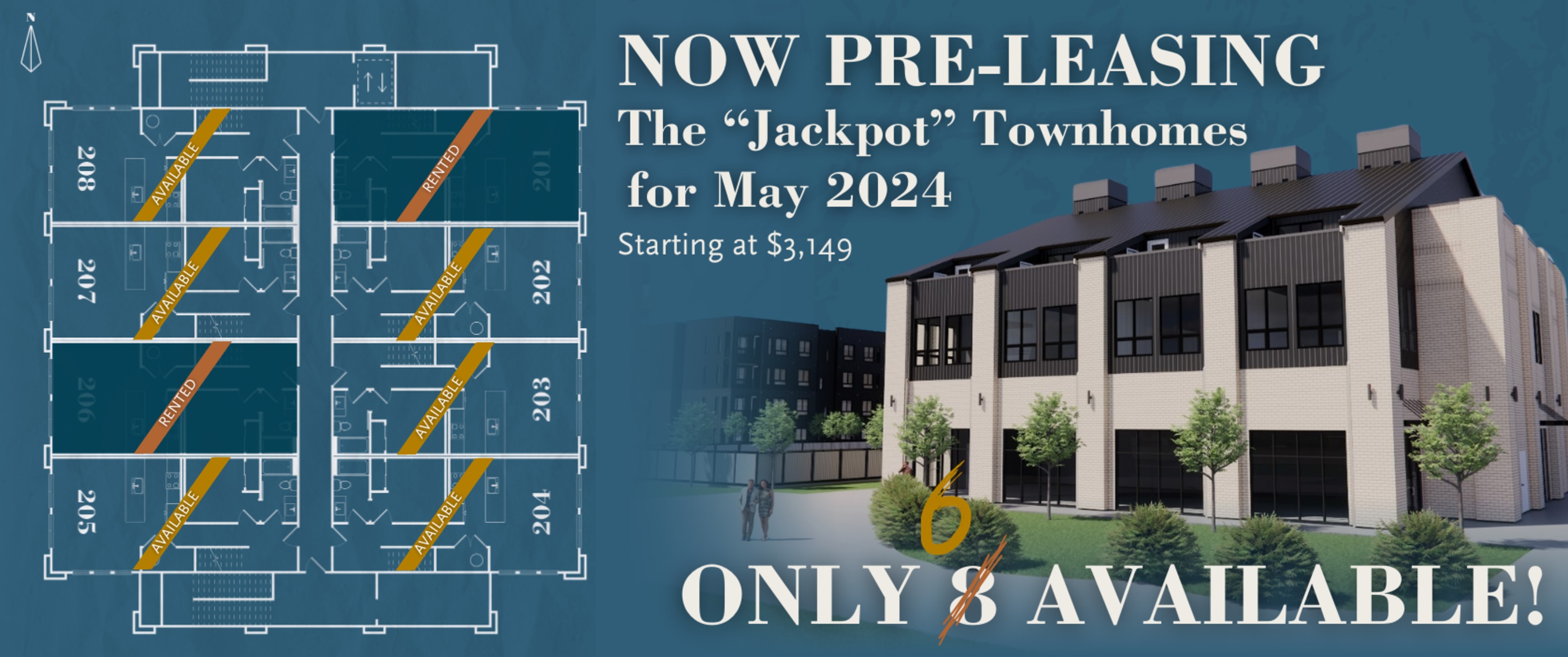 Now Pre-Leasing the Jackpot Townhome floor plan!