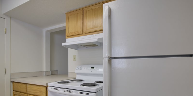 a fully equipped kitchen at Greenwood in Joint Base Lewis McChord, Washington