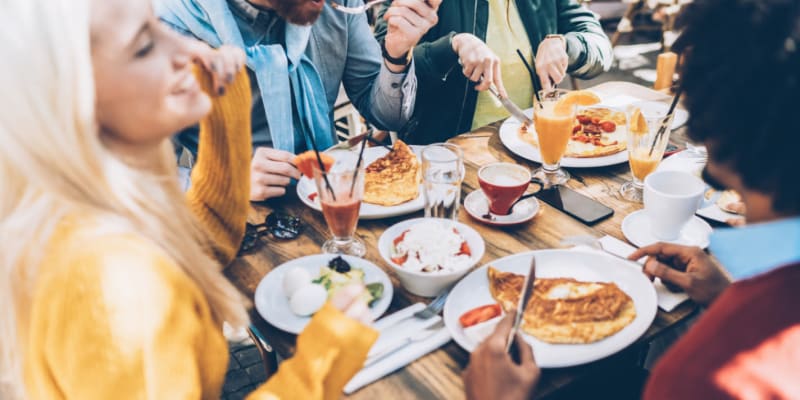 Residents eating near Silver Strand II in Coronado, California