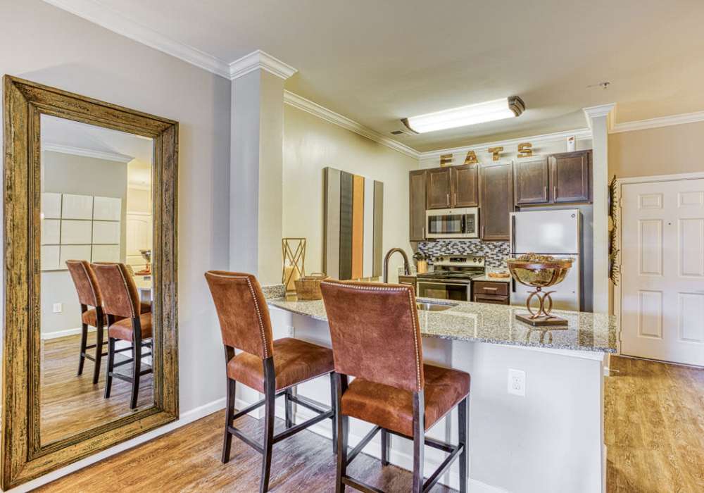 Kitchen area for entertaining at Eagle Point Village in Fayetteville, North Carolina