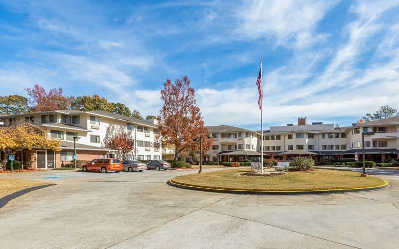 American flag flying outside at Regency House by Barclay House in Decatur, Georgia