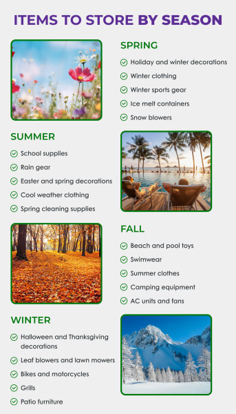 Items to store in seasonal storage
