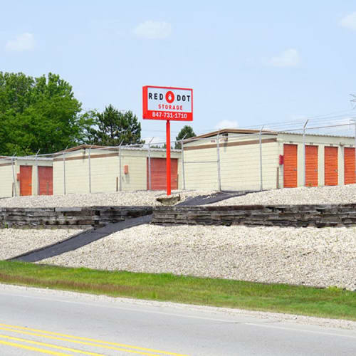 Outdoor storage units at Red Dot Storage in Zion, Illinois