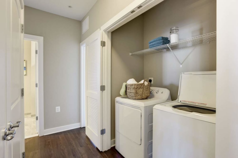 In-home washer and dryer at Avanti Luxury Apartments in Bel Air, Maryland