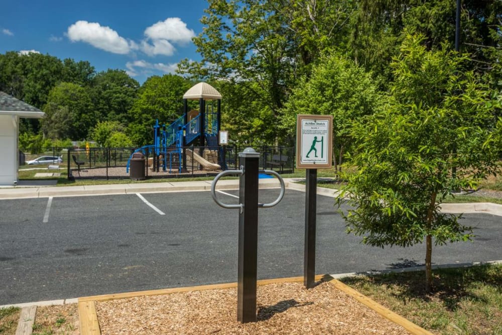 Playground and parking at Avanti Luxury Apartments in Bel Air, Maryland