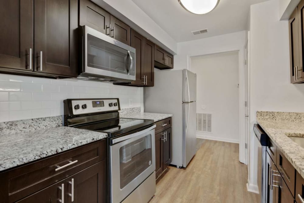 Apartment kitchen at Annen Woods Apartments in Pikesville, Maryland
