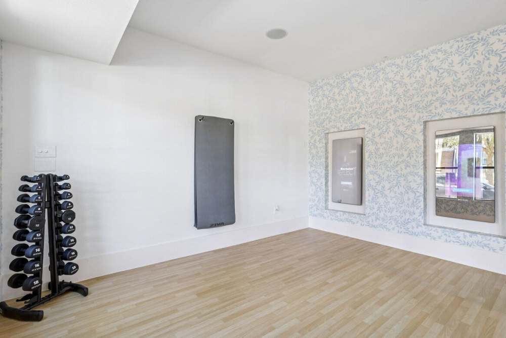 Open space in fitness room at Dorian and Encore in Plano, Texas