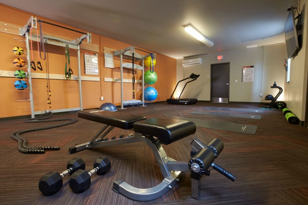 Starkweather Lofts has a well stocked workout facility
