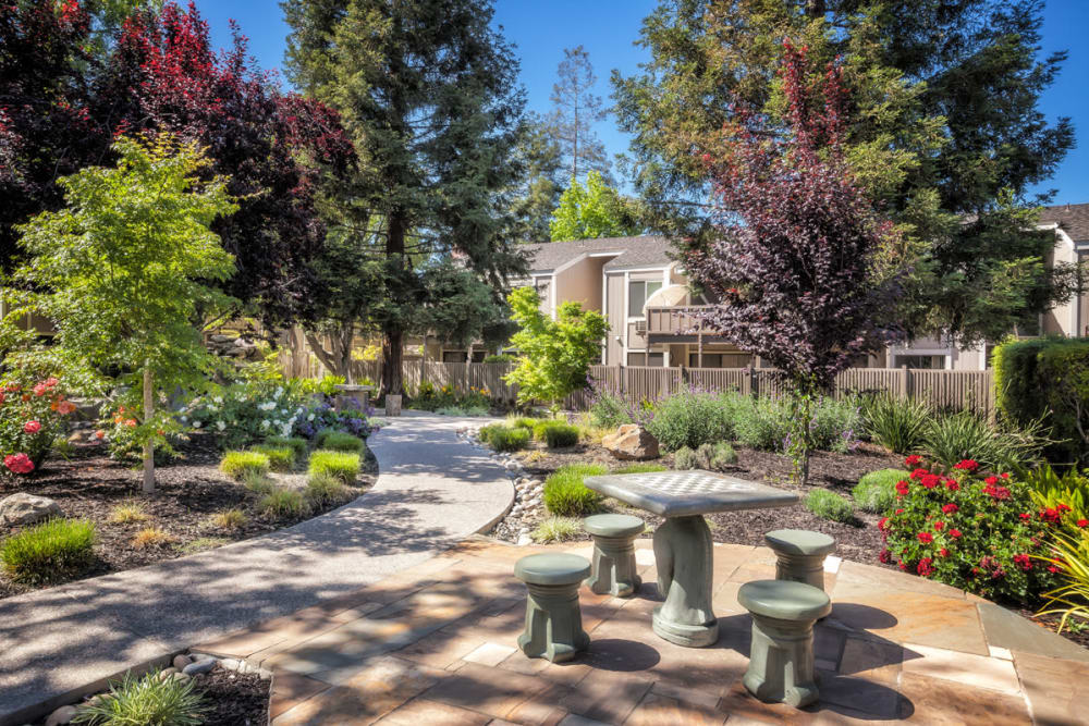 Courtyard sculpture at Glenbrook Apartments in Cupertino, California