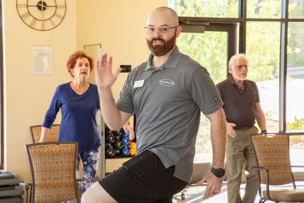 Chair aerobic class at Touchmark at The Ranch in Prescott, Arizona
