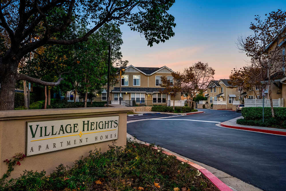 Property entrance at Village Heights in Newport Beach, California