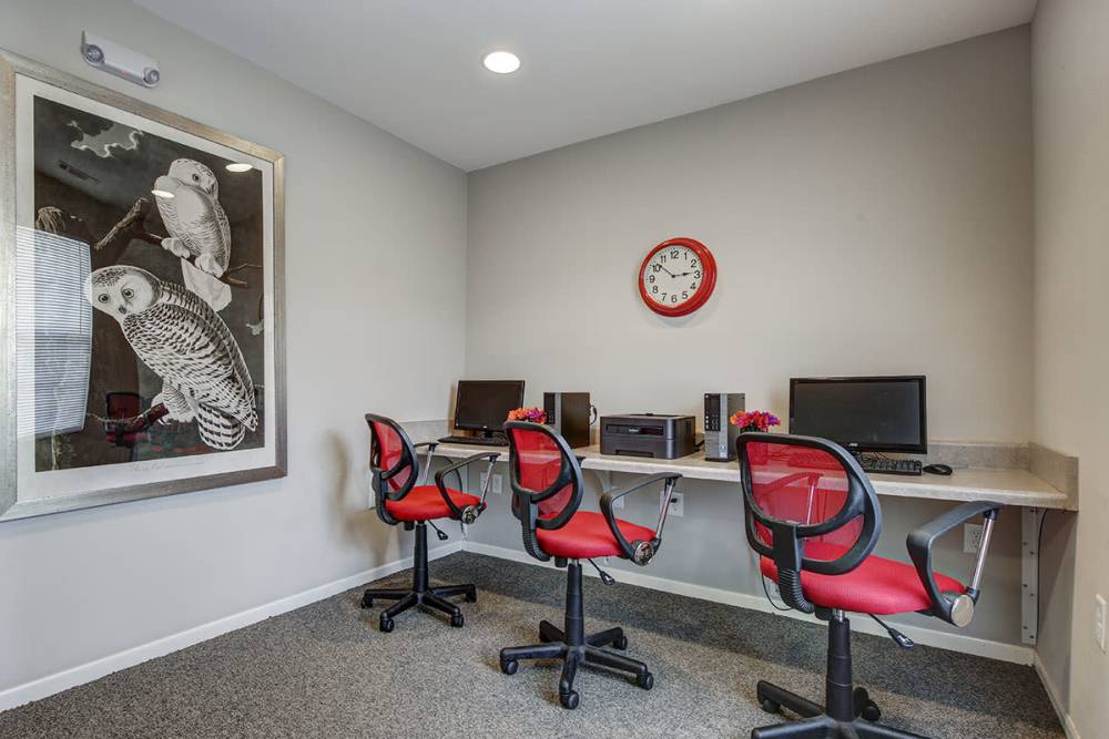 A spacious computer room at Saluda Commons in Saluda, South Carolina