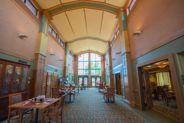 Grand dining hall at Meadows on Fairview in Wyoming, Minnesota