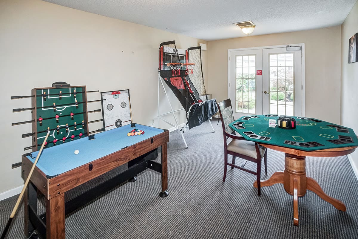 Game room at Trustwell Living at Carlisle Place in Bucyrus, Ohio