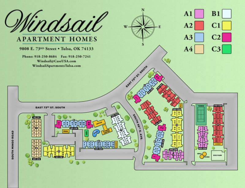 Site map for Windsail Apartments in Tulsa, Oklahoma