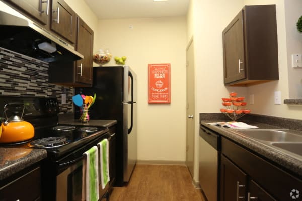 Kitchen with Granite-Look Countertops at The Parq on the Boulevard
